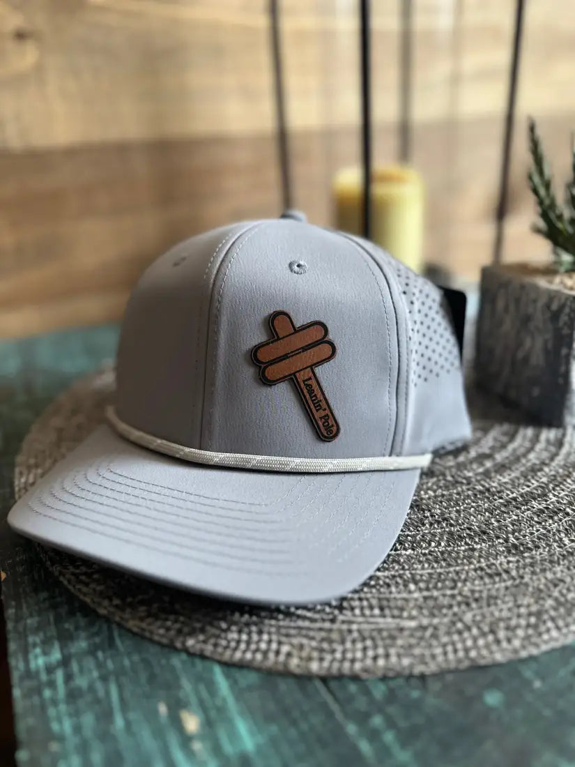 Leanin’ Pole Leather Logo Cap Grey Hats