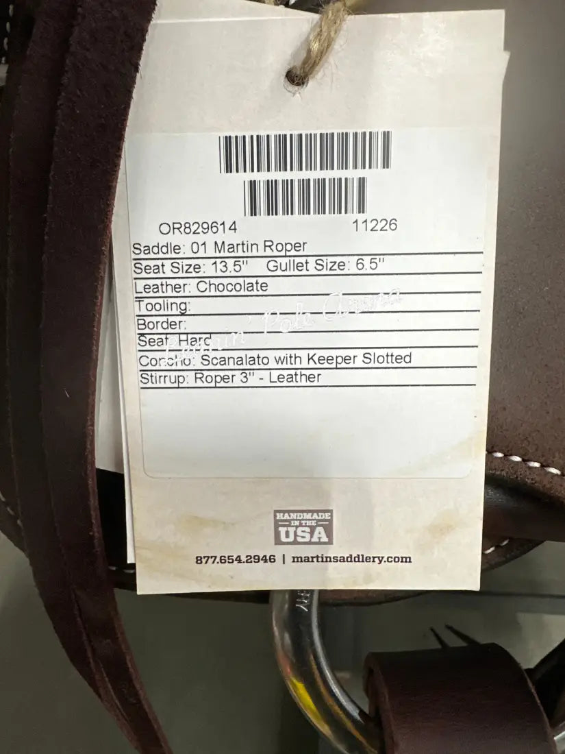 Martin 13.5’’ Team Roper Saddle #11226 13.5’’ / 6.5’’ Rope Saddle