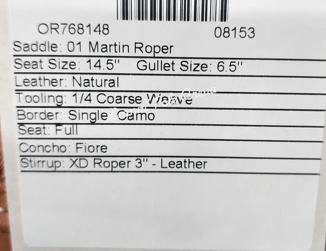 Martin 14.5’’ Team Roper Saddle #08153 14.5’’ / 6.5’’ Rope Saddle