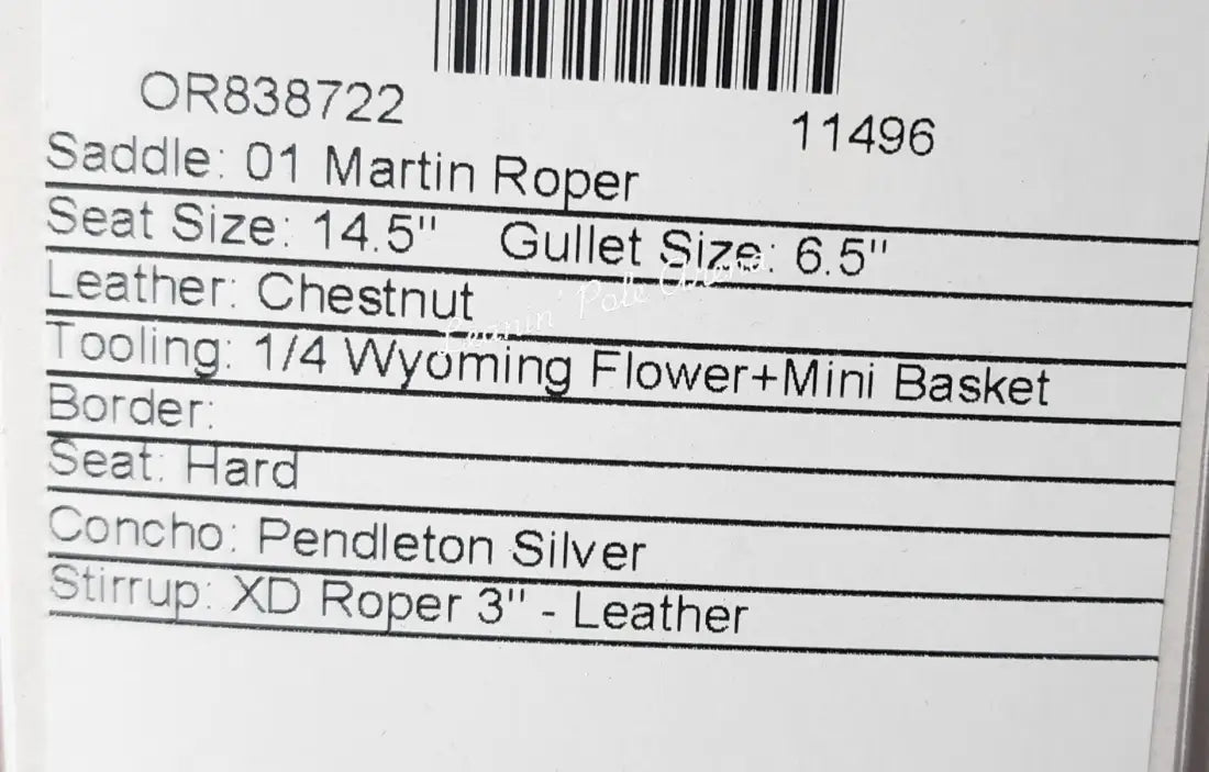 Martin 14.5’’ Team Roper Saddle #11496 14.5’’ / 6.5’’ Rope Saddle