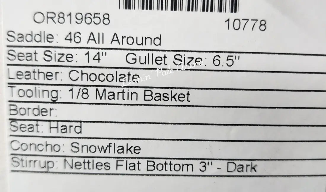Martin 14’’ All Around Saddle #10778 14’’ / 6.5’’ All Around Saddle
