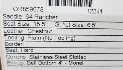 Martin 15.5’’ Ranch Saddle #12241 15.5’’ / 6.5’’ Ranch Saddle