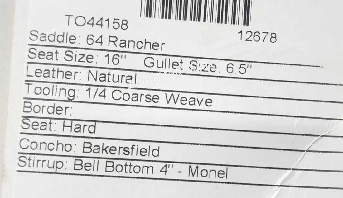 Martin 16’’ Ranch Saddle #12678 16’’ / 6.5’’ Ranch Saddle