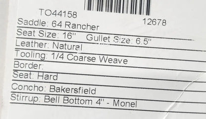 Martin 16’’ Ranch Saddle #12678 16’’ / 6.5’’ Ranch Saddle