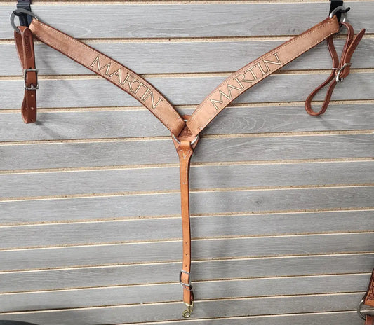 Martin Breastcollar Chestnut Roughout Martin Logo - 1 ¾’ 1.75’’ Breastcollar Breastcollar