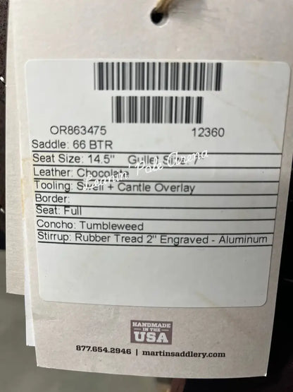 Martin BTR 14.5’’ Barrel Saddle #12360 14.5’’ / 7’’ Barrel Saddle