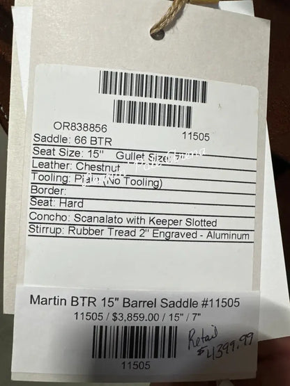 Martin BTR 15’’ Barrel Saddle #11505 15’’ / 7’’ Barrel Saddle