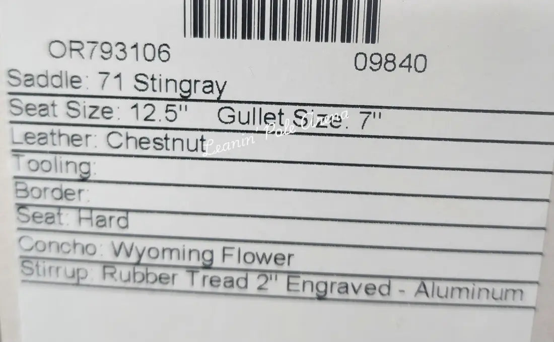 Martin Stingray 12.5’’ Barrel Saddle #09840 12.5’’ / 7’’ Barrel Saddle