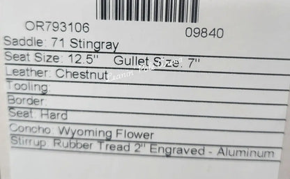 Martin Stingray 12.5’’ Barrel Saddle #09840 12.5’’ / 7’’ Barrel Saddle