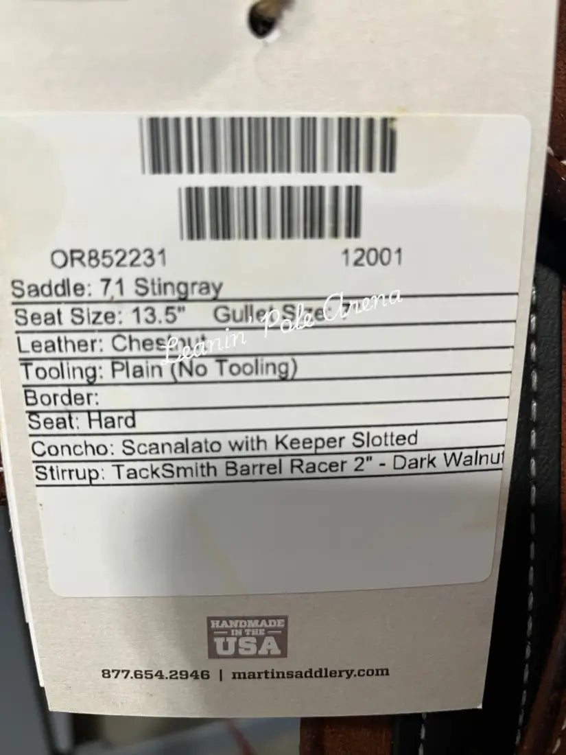Martin Stingray 13.5’’ Barrel Saddle #12001 13.5’’ / 7’’ Barrel Saddle