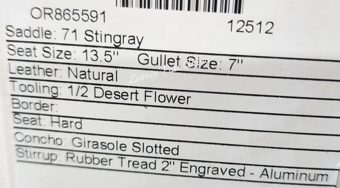 Martin Stingray 13.5’’ Barrel Saddle #12512 13.5’’ / 7’’ Barrel Saddle