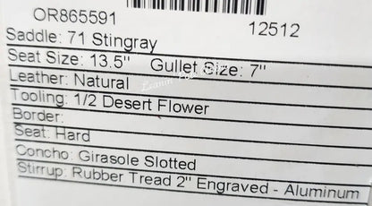 Martin Stingray 13.5’’ Barrel Saddle #12512 13.5’’ / 7’’ Barrel Saddle