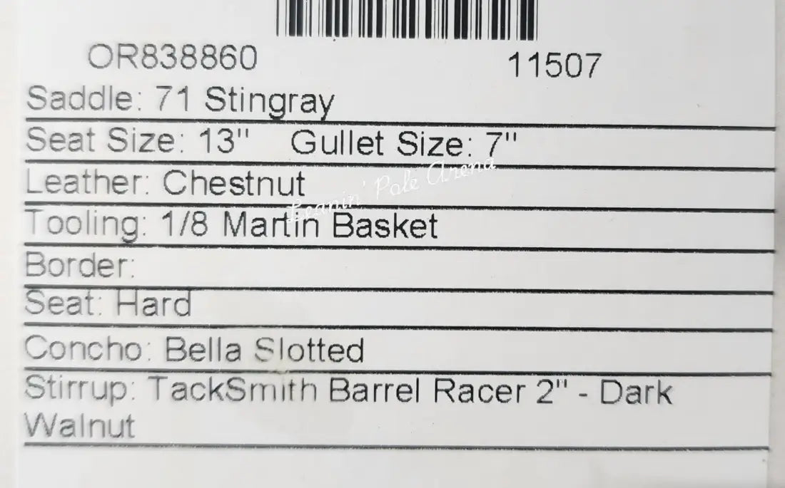 Martin Stingray 13’’ Barrel Saddle #11507 13’’ / 7’’ Barrel Saddle