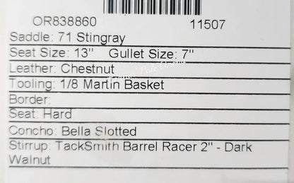 Martin Stingray 13’’ Barrel Saddle #11507 13’’ / 7’’ Barrel Saddle
