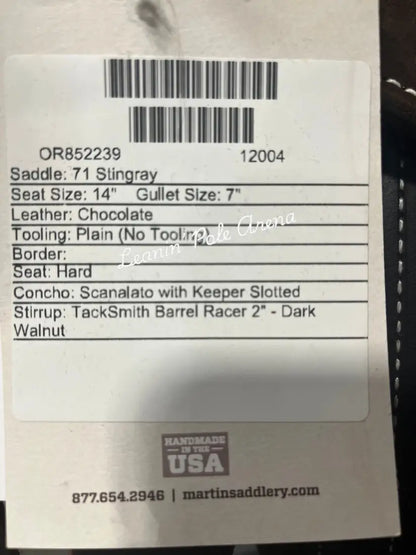 Martin Stingray 14’’ Barrel Saddle #12004 14’’ / 7’’ Barrel Saddle