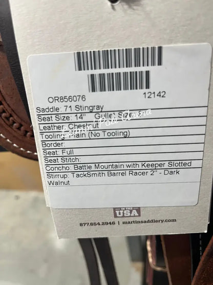 Martin Stingray 14’’ Barrel Saddle #12142 14’’ / 8’’ Barrel Saddle