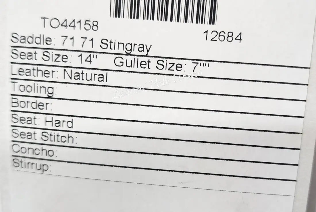 Martin Stingray 14’’ Barrel Saddle #12684 14’’ / 7’’ Barrel Saddle