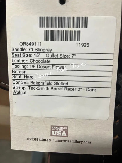 Martin Stingray 15’’ Barrel Saddle #11925 15’’ / 7’’ Barrel Saddle