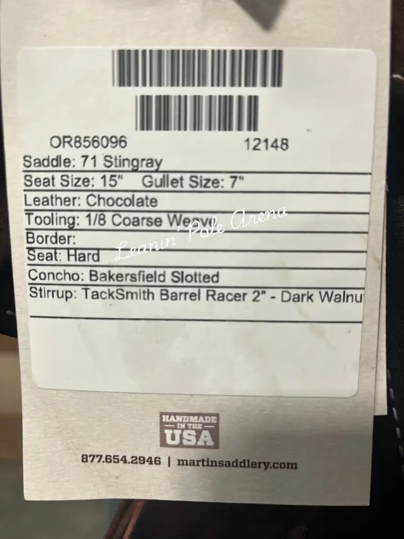 Martin Stingray 15’’ Barrel Saddle #12148 15’’ / 7’’ Barrel Saddle