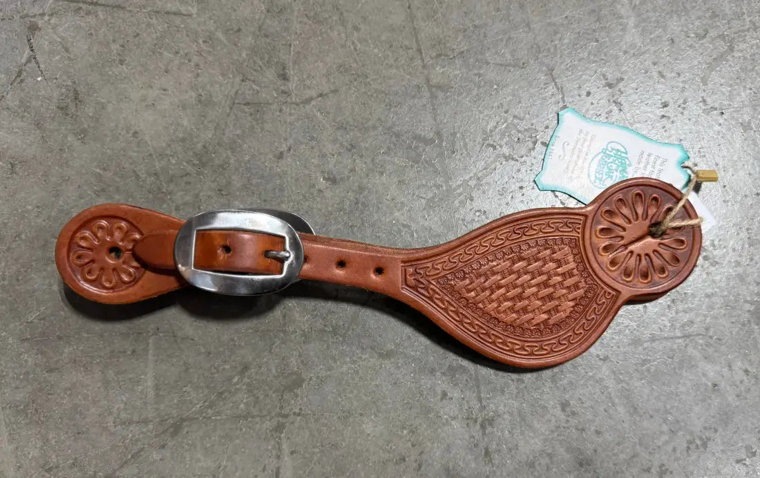 Martin Tombstone Spur Strap Natural / Basket Stamp Spur Straps