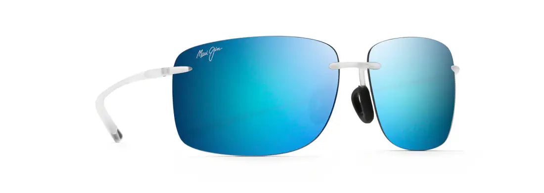 Maui Jim Hema Sunglasses Crystal Matte Frame w/ Blue Hawaii Lenses Sunglasses