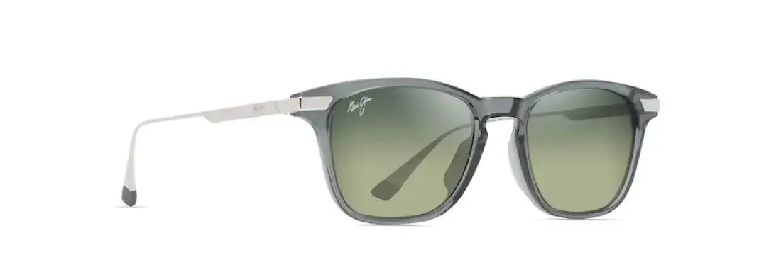 Maui Jim Mana’olana Sunglasses Shiny Trans Grey with Silver Frames w/ Maui HT Lenses Sunglasses