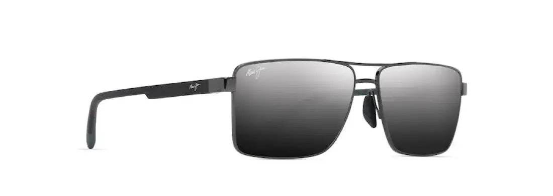 Maui Jim Piha Sunglasses Shiny Gunmetal with Black Frames w/ Dual Mirror Silver to Black Lenses Sunglasses