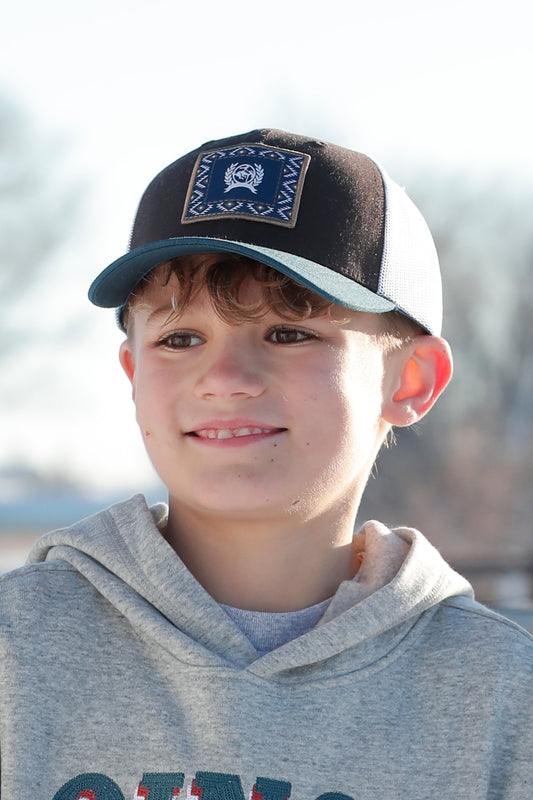 Cinch Boy's FlexFit Brown & Navy Aztec Trucker Cap