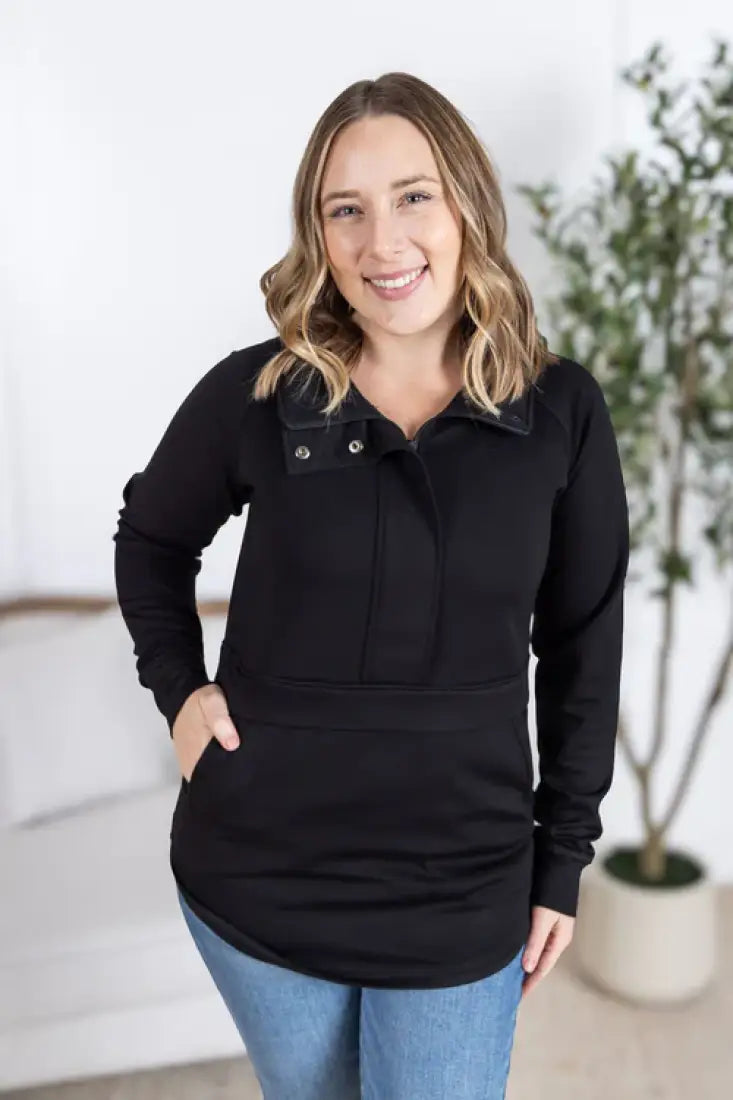 Michelle Mae Women’s Black Mia Scuba ½ Zip Hoodie Women’s Pullover