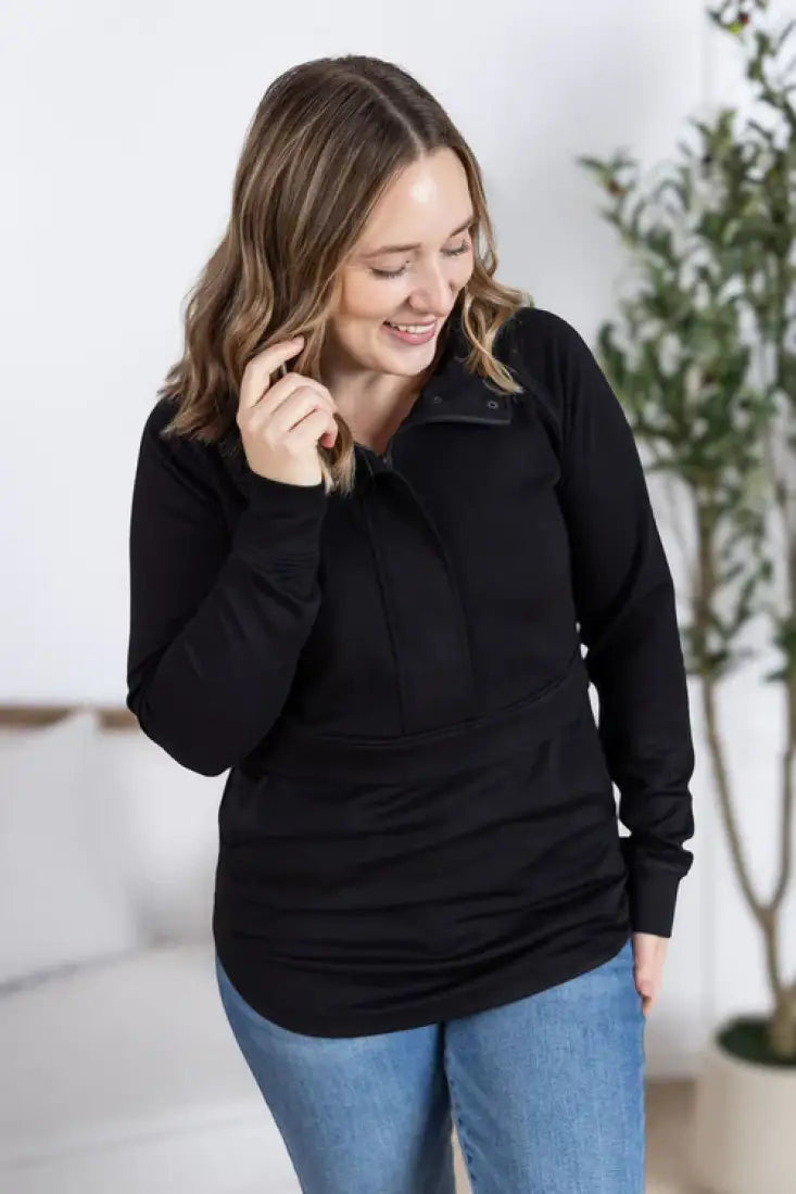 Michelle Mae Women’s Black Mia Scuba ½ Zip Hoodie Women’s Pullover