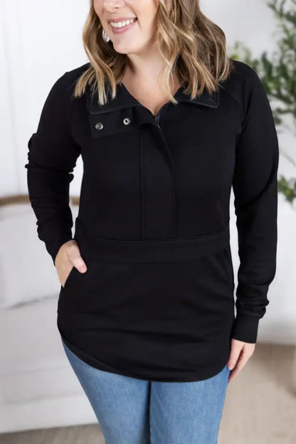 Michelle Mae Women’s Black Mia Scuba ½ Zip Hoodie XSmall Women’s Pullover