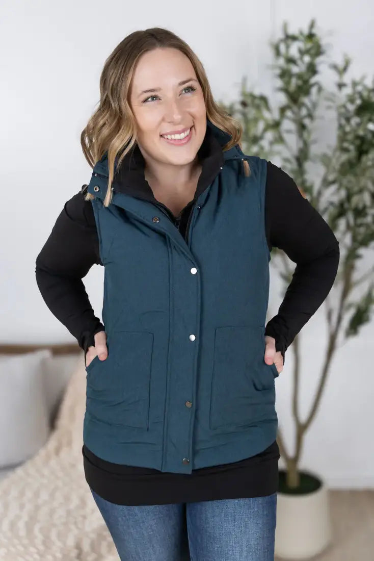 Michelle Mae Women’s Heather Teal Remy Vest XSmall Women’s Jacket