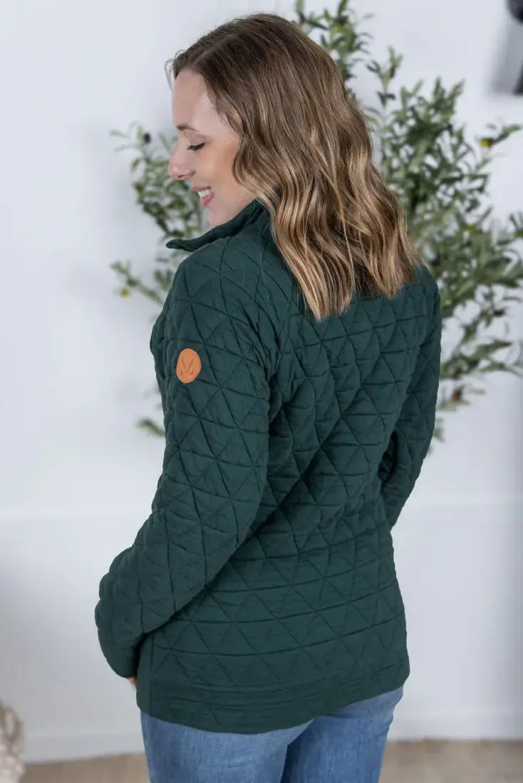 Michelle Mae Women’s Hunter Green Quilted Pullover Women’s Pullover