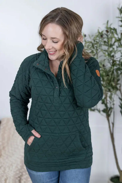 Michelle Mae Women’s Hunter Green Quilted Pullover XSmall Women’s Pullover