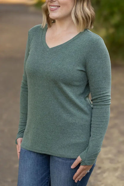 Michelle Mae Women’s Light Green Leah Long Sleeve T-Shirt Small Women’s T-Shirt