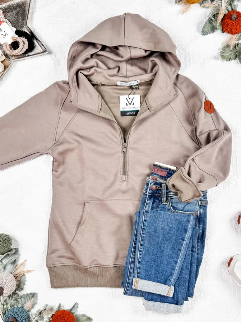 Michelle Mae Women’s Mocha Scuba ½ Zip Hoodie Women’s Pullover