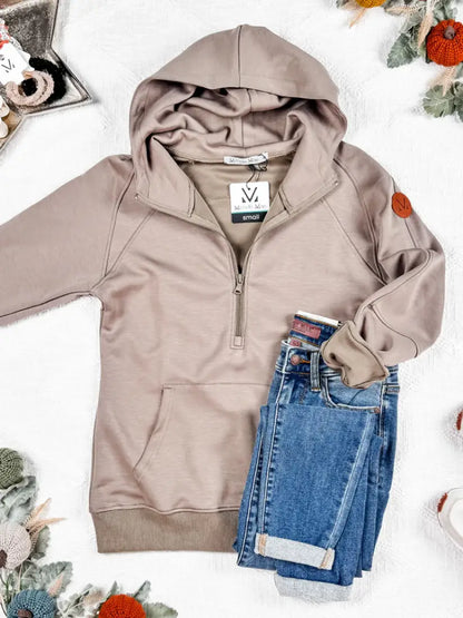 Michelle Mae Women’s Mocha Scuba ½ Zip Hoodie Women’s Pullover