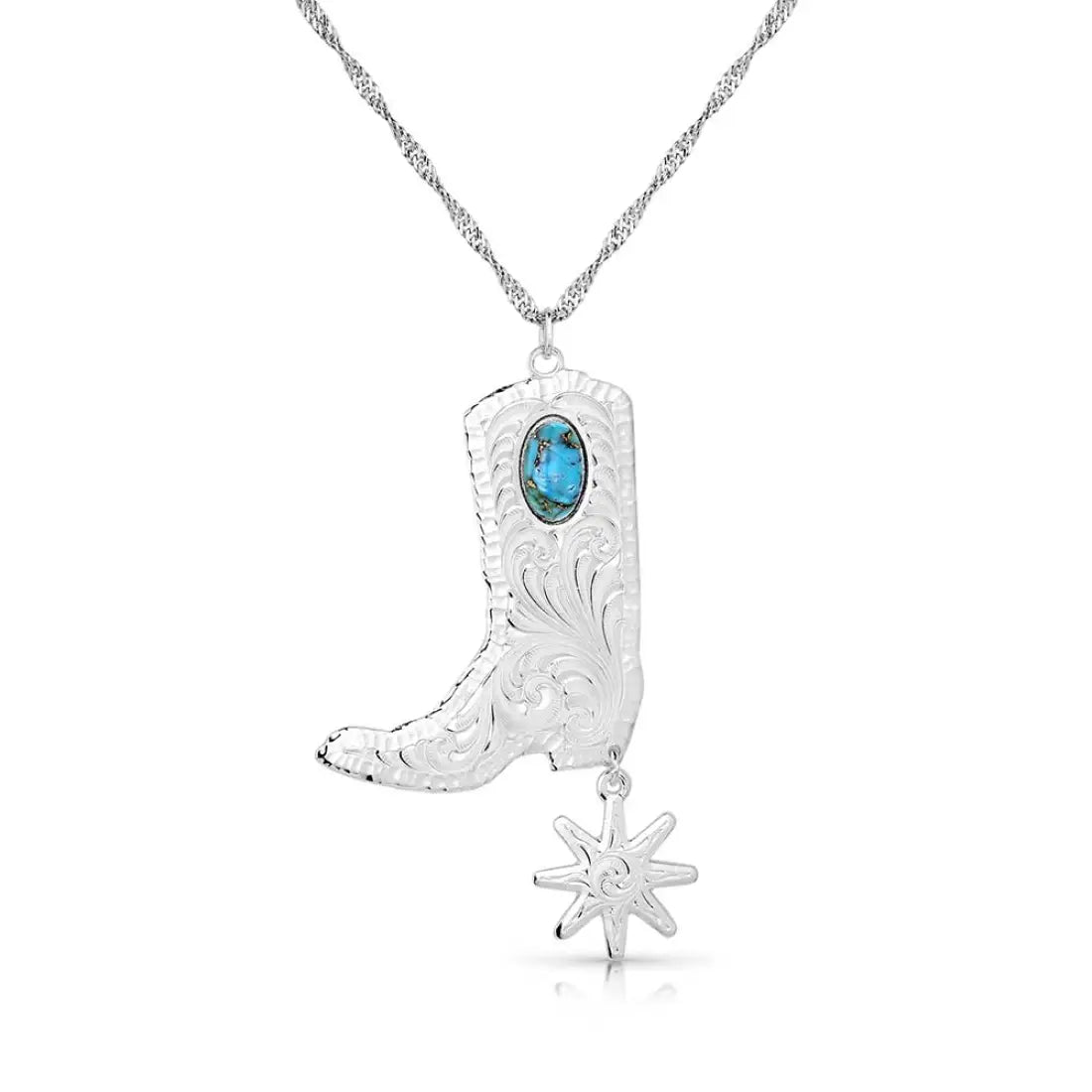 Montana Silversmiths Chiseled Boots & Spurs Turquoise Necklace Jewelry