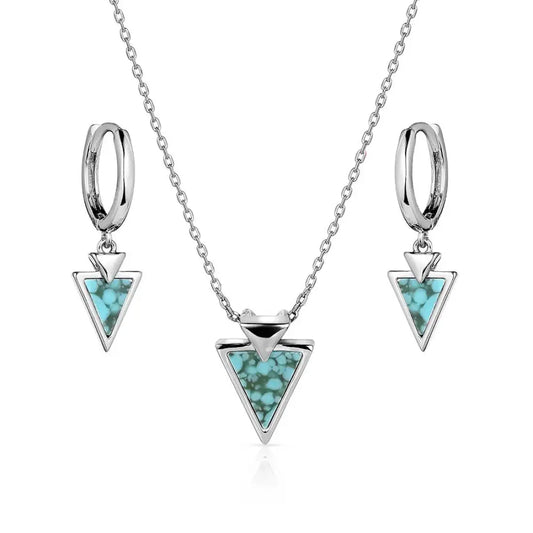 Montana Silversmiths Pointed Path Turquoise Jewelry Set Jewelry