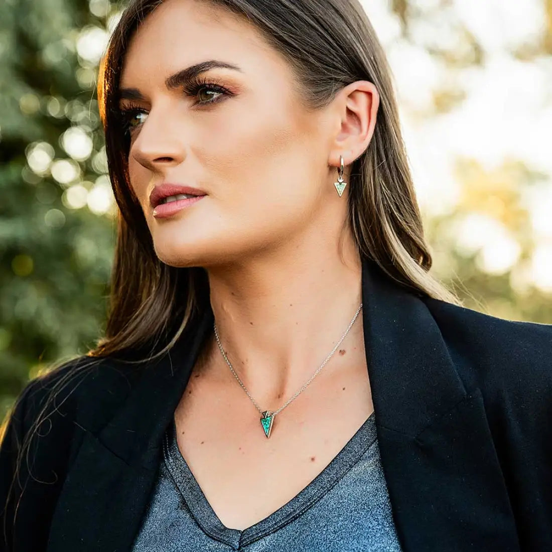 Montana Silversmiths Pointed Path Turquoise Jewelry Set Jewelry