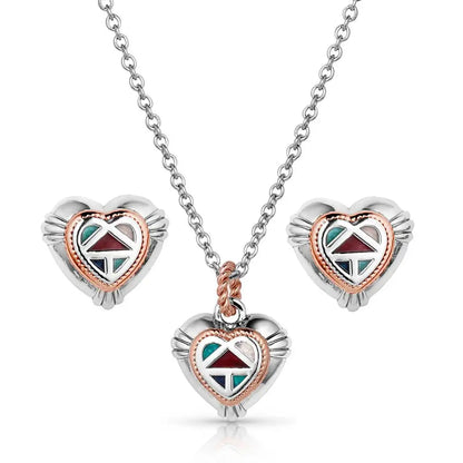 Montana Silversmiths Western Mosaic Heart Jewelry Set Jewelry