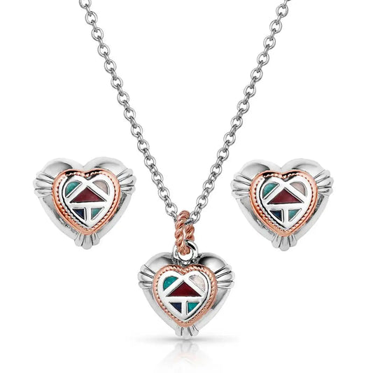 Montana Silversmiths Western Mosaic Heart Jewelry Set Jewelry