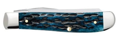 Case  Pocket Worn Blue Bone Peach Seed Jig Mini Trapper Knife
