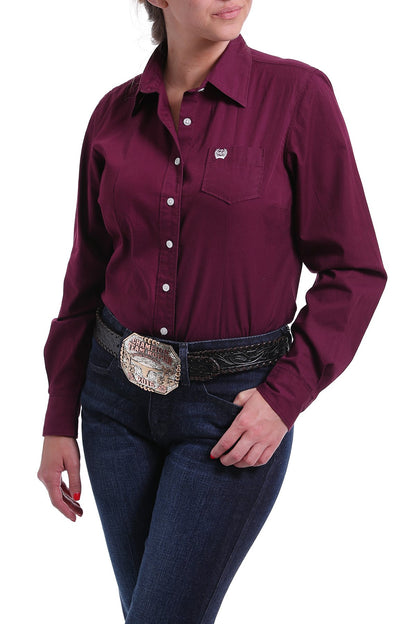 Cinch Women's Solid Burgundy Western Shirt