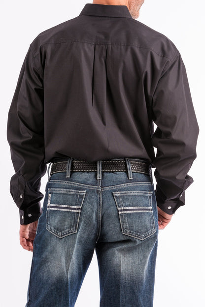 Cinch Men's Big & Tall Solid Black Western Shirt