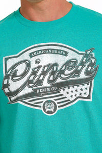 Cinch Men's Heather Green/Turquoise American Logo T-Shirt