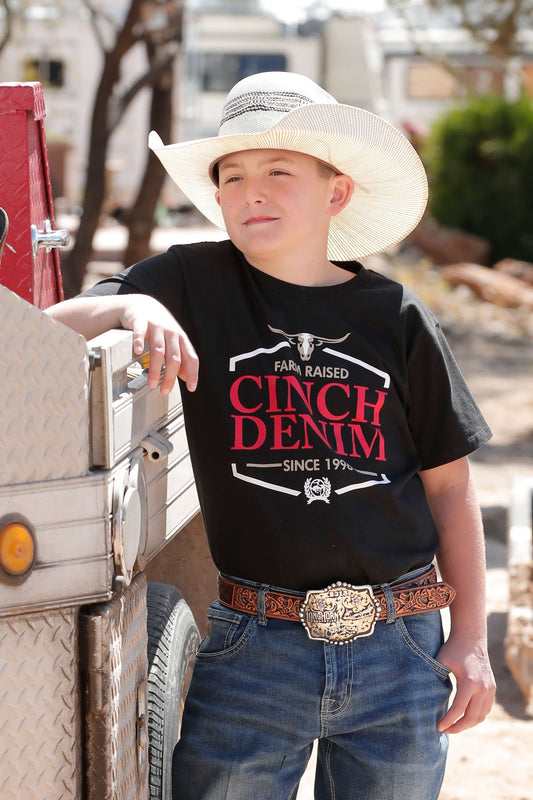 Cinch Boy's Black Farm Rasied T-Shirt