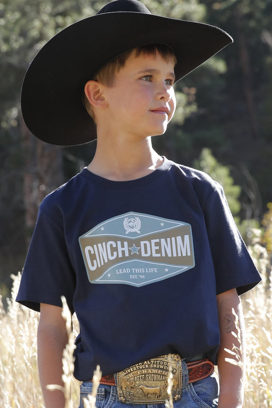 Cinch Boy's Navy Star Plaque T-Shirt