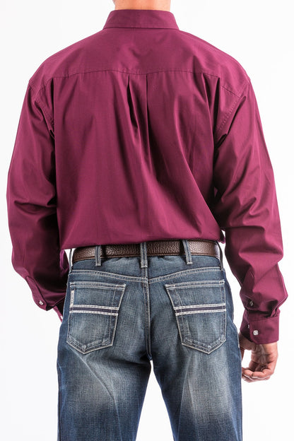 Cinch Men's Big & Tall Solid Burgundy Western Shirt