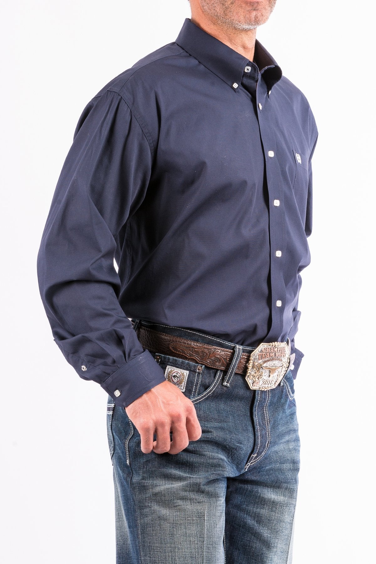 Cinch Men's Big & Tall Solid Navy Western Shirt